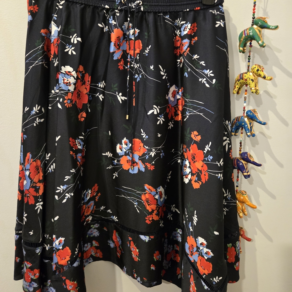 Ralph Lauren Black Skirt with Red and Blue Floral Pattern